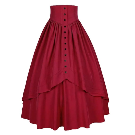Women Victorian Skirt Medieval Renaissance Peasant Pirate Skirts Floor High Waisted Layered Fluttering Long Skirt