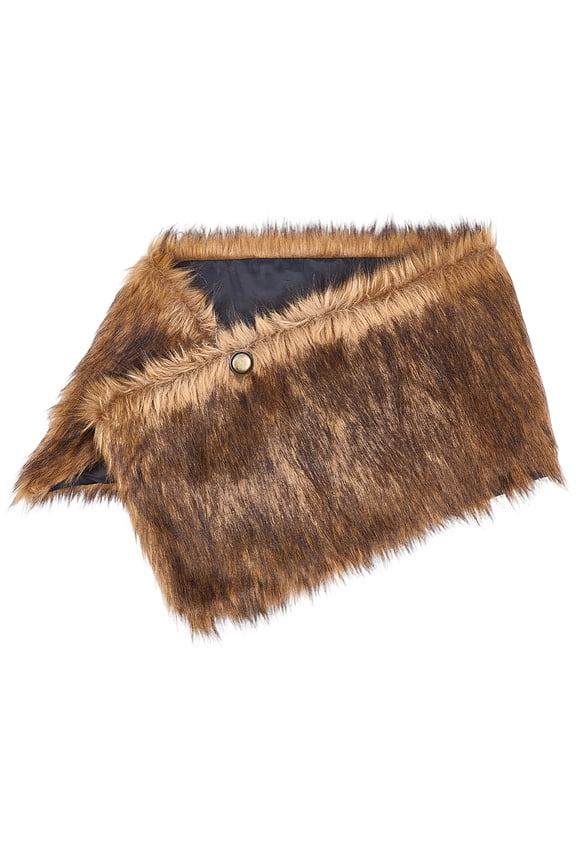 Women Viking Faux Fur Shawl and Wrap Fur Stole Camel Medieval Queen Wool Medieval Knight Shoulder Wrap Cloak Collar with Leather Belts for Halloween