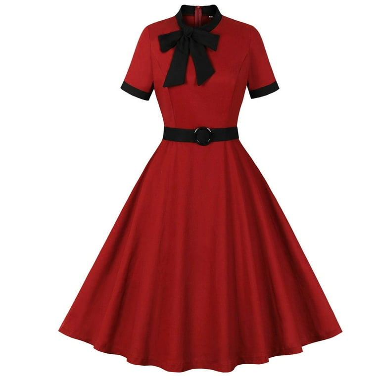 Women Vintage 1940S Dress Retro 40S 50S Button Down Business Work