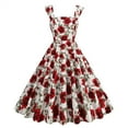 thumbnail image 1 of Women Vintage 1950s Dress Retro Cocktail Party Swing Dresses Strap Sleeveless Floral Formal Homecoming A-Line Dress, 1 of 6