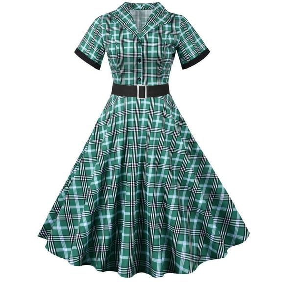 Women Vintage 1950s Dress Retro Cocktail Party Swing Dresses with Cap Sleeves Vintage Print Hem Dress