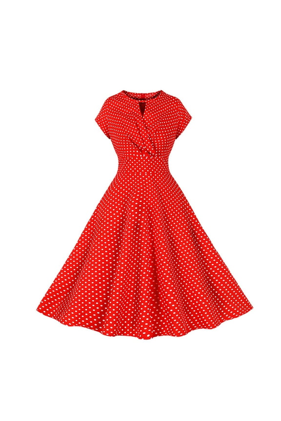 Women Vintage 1950s Dress Retro Rockabilly Prom Dresses Keyhole 50's 60's A-Line Cocktail Party Swing Tea Dress