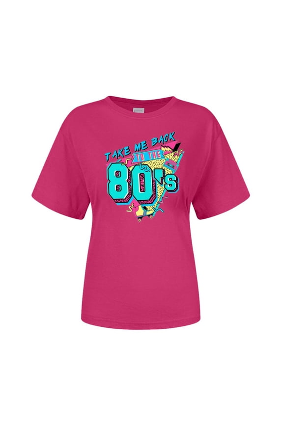 Women Vintage 80s T Shirts Casual Retro 80s Party Shirt Tops Lady Polyester T-shirt