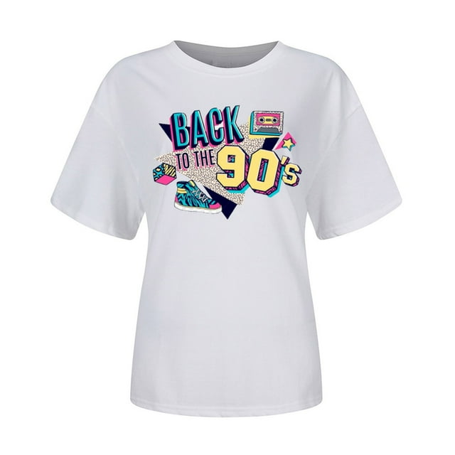 Women Vintage 90s T Shirts Casual Retro 90s Party Shirt Tops Lady