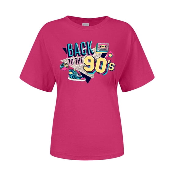 Women Vintage 90s T Shirts Casual Retro 90s Party Shirt Tops Lady Polyester T-shirt