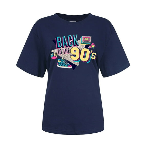 Women Vintage 90s T Shirts Casual Retro 90s Party Shirt Tops Lady Polyester T-shirt