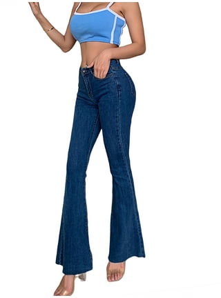 JustVH Women Low Rise Bell Bottoms Denim Pants Bootcut Flare Washed Jeans