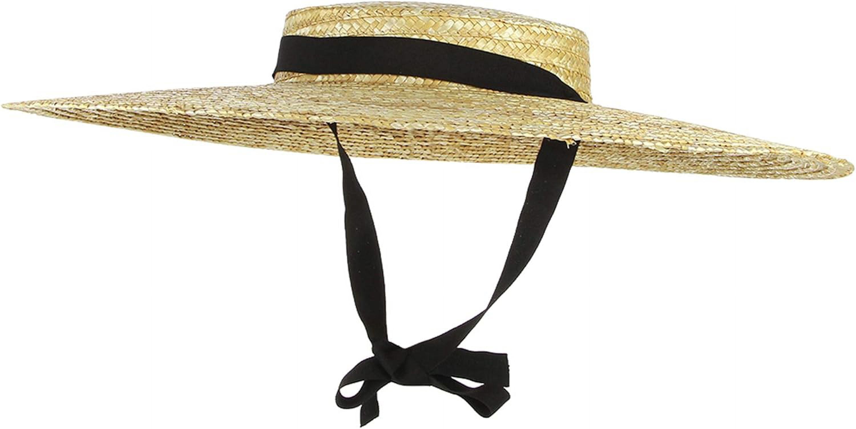 Straw Cowboy Hat RH Natural Wheat Straw Boater Fedora Top Flat Hat