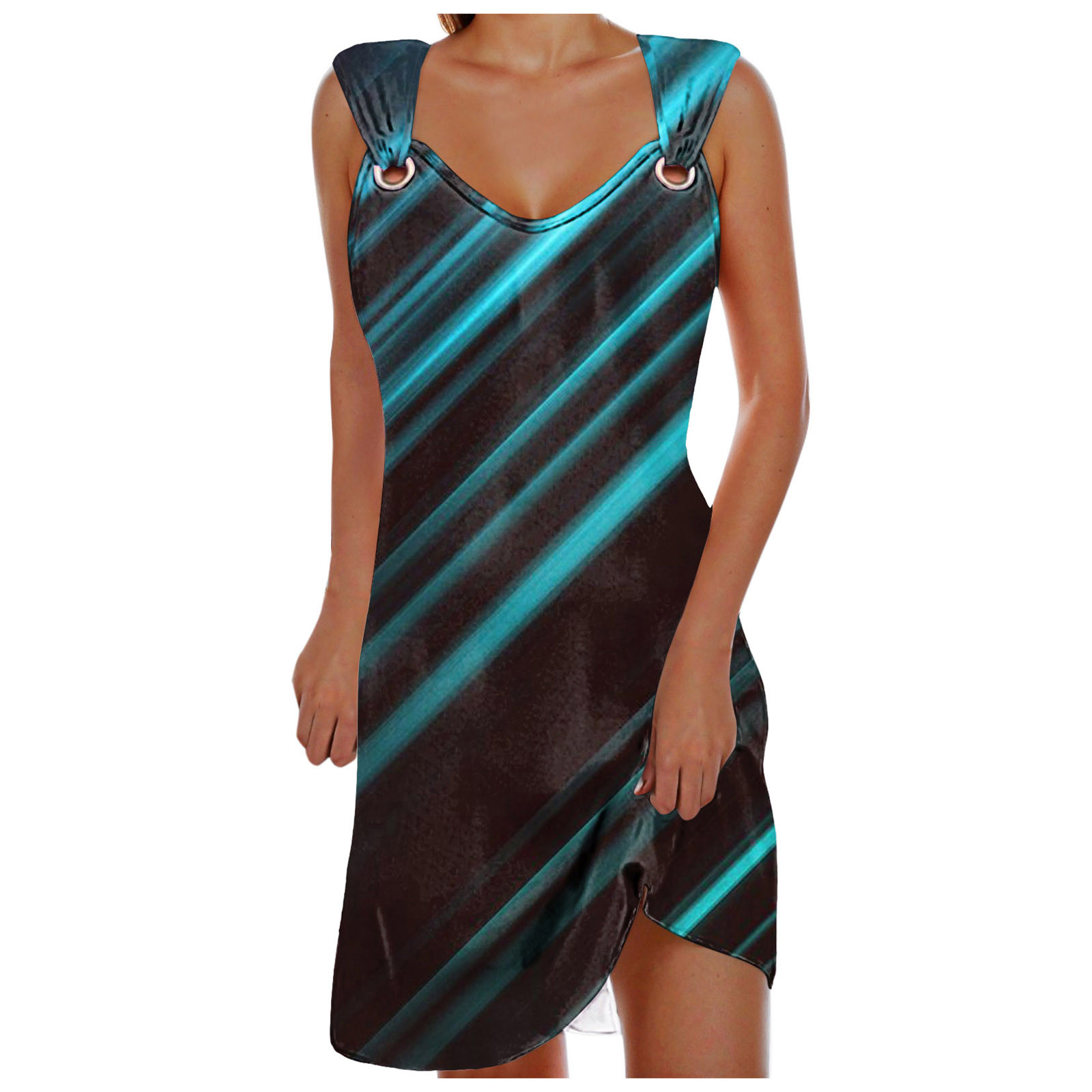 Women Vintage Bohemian Dress Daily Summer Casual Sleeveless Pullover