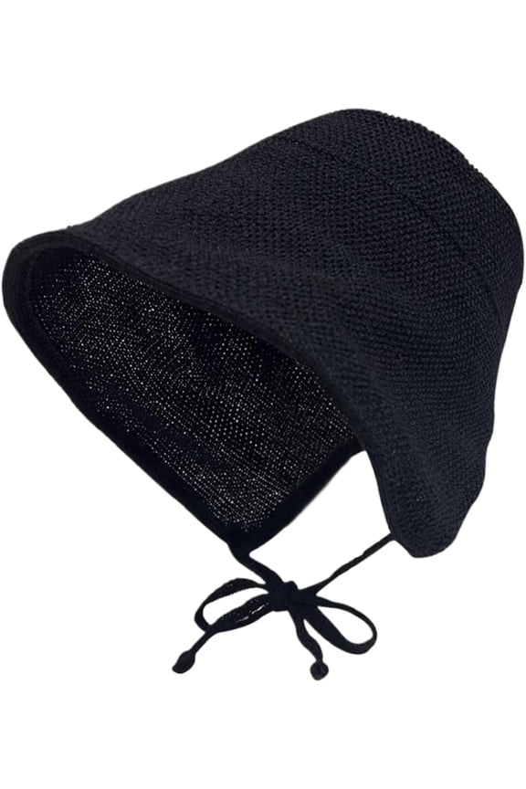 Women Vintage Bonnet with Tie Foldable Straw Sun Hat, Linen Victorian Cap for Summer Beach