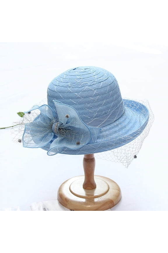 Women Vintage Bow Roll Brim Cloche Hat for Derby Day, Church, Wedding, Party, Formal Occasion
