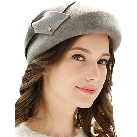 Women Vintage Bowknot Berets with Beading Autumn Winter French Artist Hat Painter Hats Female Bowler Hat Warm Cap