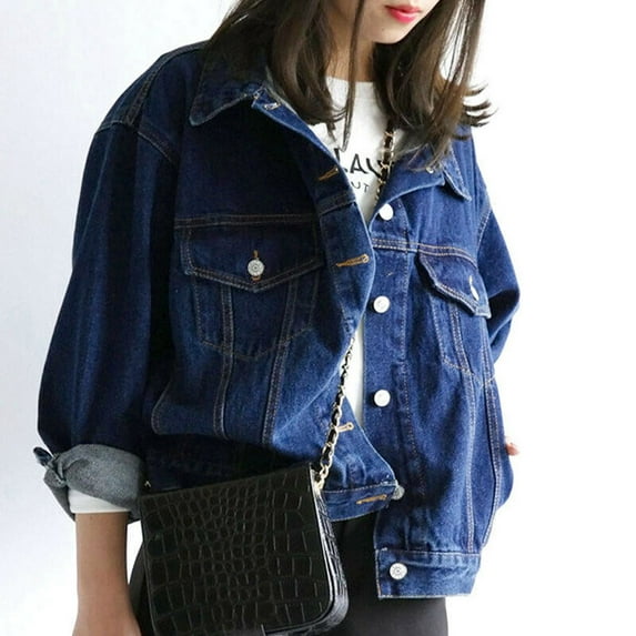 Women Vintage Button Down Distressed Short Denim Jean Jacket Coat With Pocket Leather Short Sleeve Jacket Night Coat A Line Zip Jacket Women Boil Wool Jacket Women 3x Jackets for Women plus Size