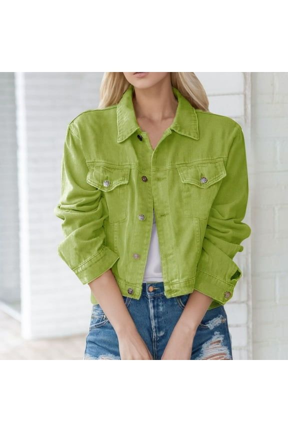 Women Vintage Button Down Distressed Short Denim Jean Jacket With Pocket Jean Jacket Wool Lined Distressed Jean Jacket Women Women Jean Jacket Denim plus Size Denim for Women Cute Denim Jackets for
