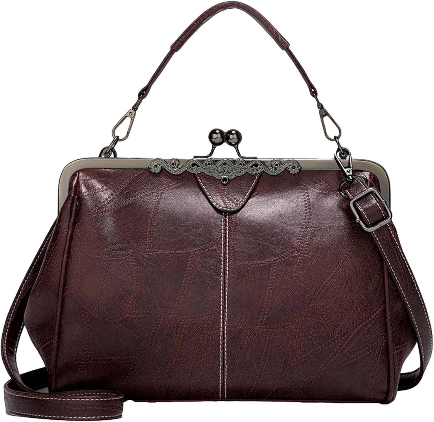 4412 Leather Backpack Purse Retro Top-handle Bags Vintage Totes Casual Convertible Leather Tote Backpack | 2-in-1 Essential main image 2
