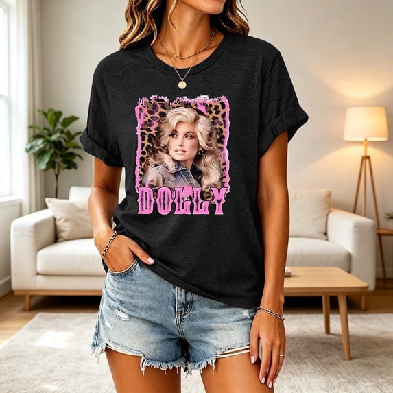Women Vintage Dolly T-Shirt Graphic Tees Parton Memorial T Shirts Country Music Shirt Top Crewneck Short Sleeve Tee Shirt Fashion Clothes,XXXL