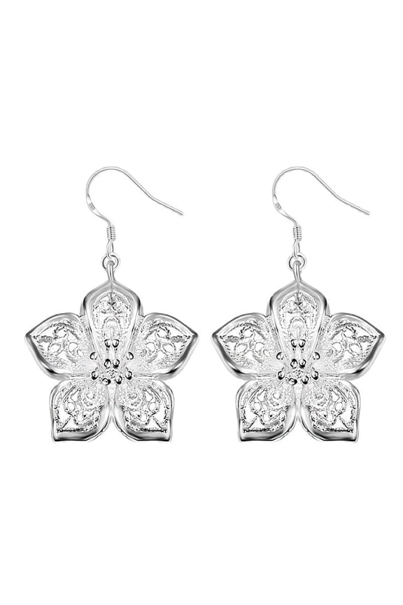Women Vintage Ethnic Chic Large Round Hollow Flower Dangle Eardrops Hook Earrings