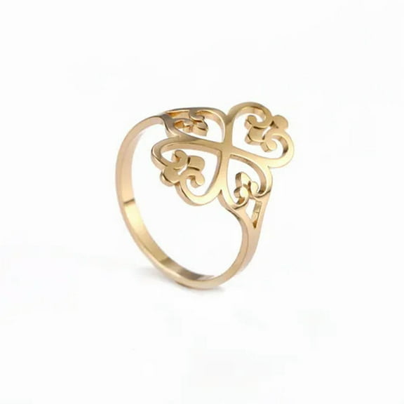 Women Vintage Filigree Flower Finger Rings Stainless Steel Ring Wedding Jewelry