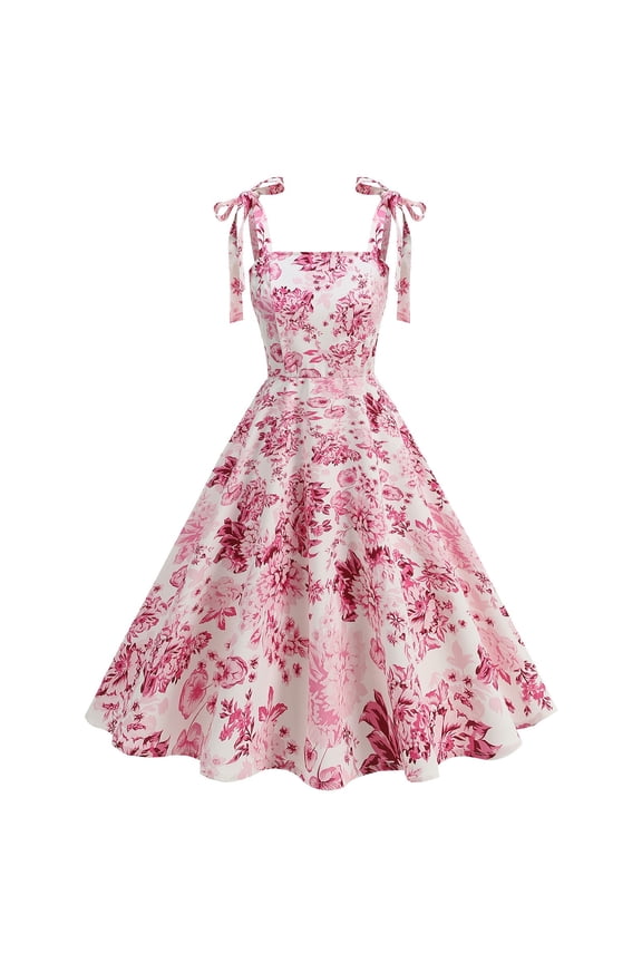 Women Vintage Floral Embroidery Dress Elegant Sleeveless Lace-Up Swing Dresses Wedding Party Prom Tulle Evening Dress