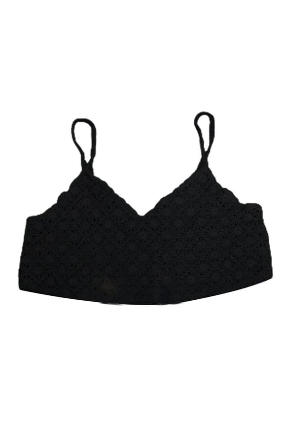 Women Vintage French Crochet Sleeveless Camisole Vintage Hollow Out Knit Floral Crop Top Sexy V-Neck Backless Beach Sling Mini Vest Streetwear