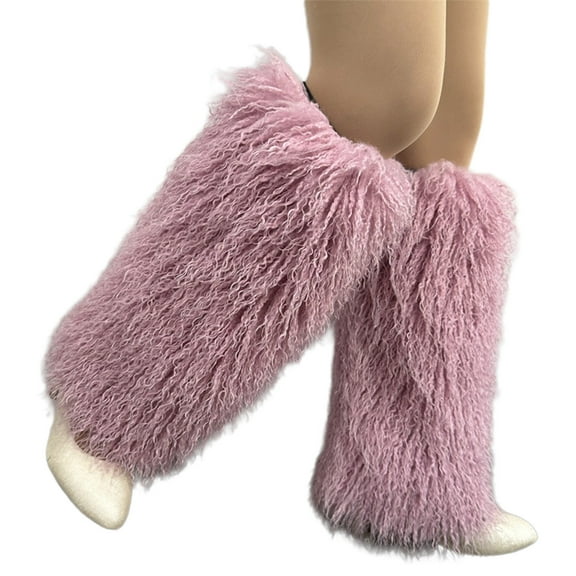 Women Vintage Furry Leg Warmer Winter Warm Solid Color Fuzzy Plush Boots Shoes Cuffs Cover Socks Streetwear
