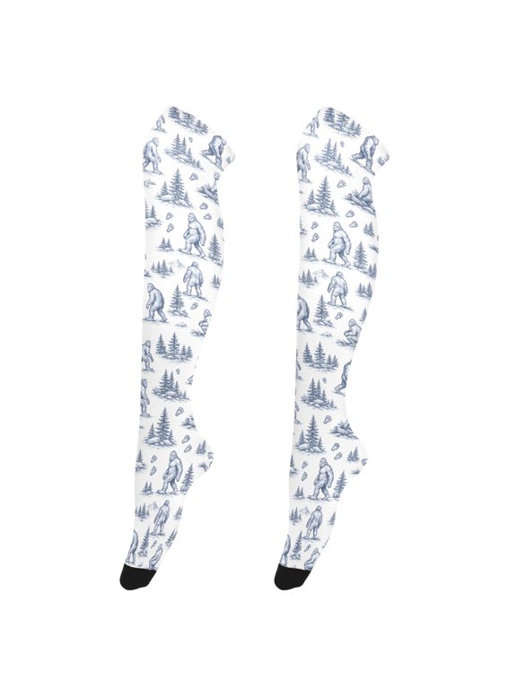 Women Vintage Gorilla Pattern Over Knee Thigh High Socks