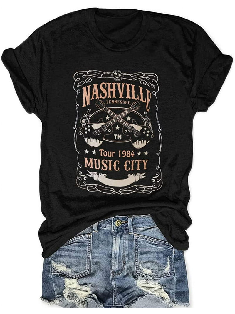 Women Vintage Graphic Tees Rock Band Fashion Country Music T Shirt