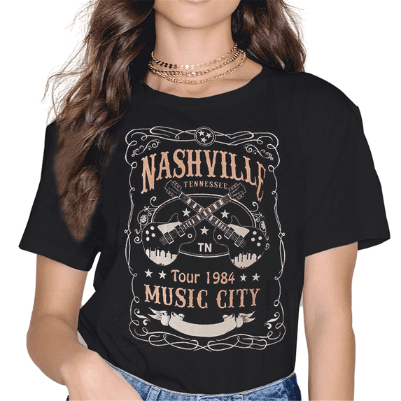 Women Vintage Graphic Tees Rock Band Fashion Country Music T Shirt Funny Concert Outfit Short Sleeve Vacation Tops