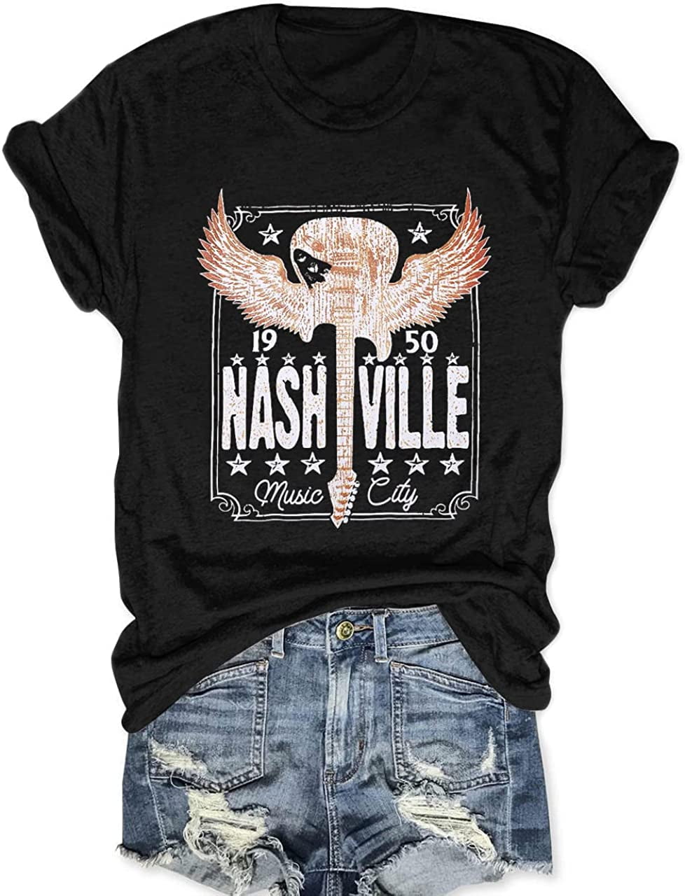 Women Vintage Graphic Tees Rock Band Fashion Country Music T Shirt