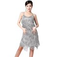 thumbnail image 1 of Women Vintage Great Party Sequin Dress Sexy V-Neck Summer Cami Dress Gold Fringe Dress, 1 of 7