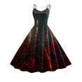 thumbnail image 1 of Women Vintage Halloween Print Sleeveless 1950s Evening Swing Party Prom Dress, 1 of 3
