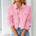 thumbnail image 1 of Women Vintage Lapel Button Down Long Sleeve Pocket Distressed Crop Denim Shirt Jean Jacket Teen Girls Coat Jean Jacket Ladies Medium Solid Long Denim Jean Jacket for Women Casual Jean Perhaps U Denim, 1 of 4