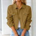 thumbnail image 1 of Women Vintage Lapel Button Down Long Sleeve Pocket Distressed Crop Denim Shirt Jean Jacket Girls Coat Jean Jacket Ladies Medium Solid Long Denim Jean Jacket for Women Casual Jean Perhaps U Denim, 1 of 4