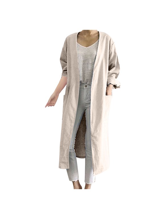 Women Vintage Long Kimono Cardigan Oversized Japanese Plain Open Front Cardigans with Pockets Plus Size Coat Outwear