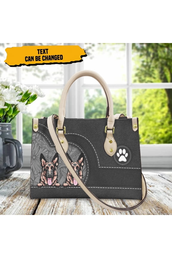 Women Vintage Messenger Bag Designer German Shepherd Pu Leather Tote Top Handle Going Out Clutch Mother's Day Gift