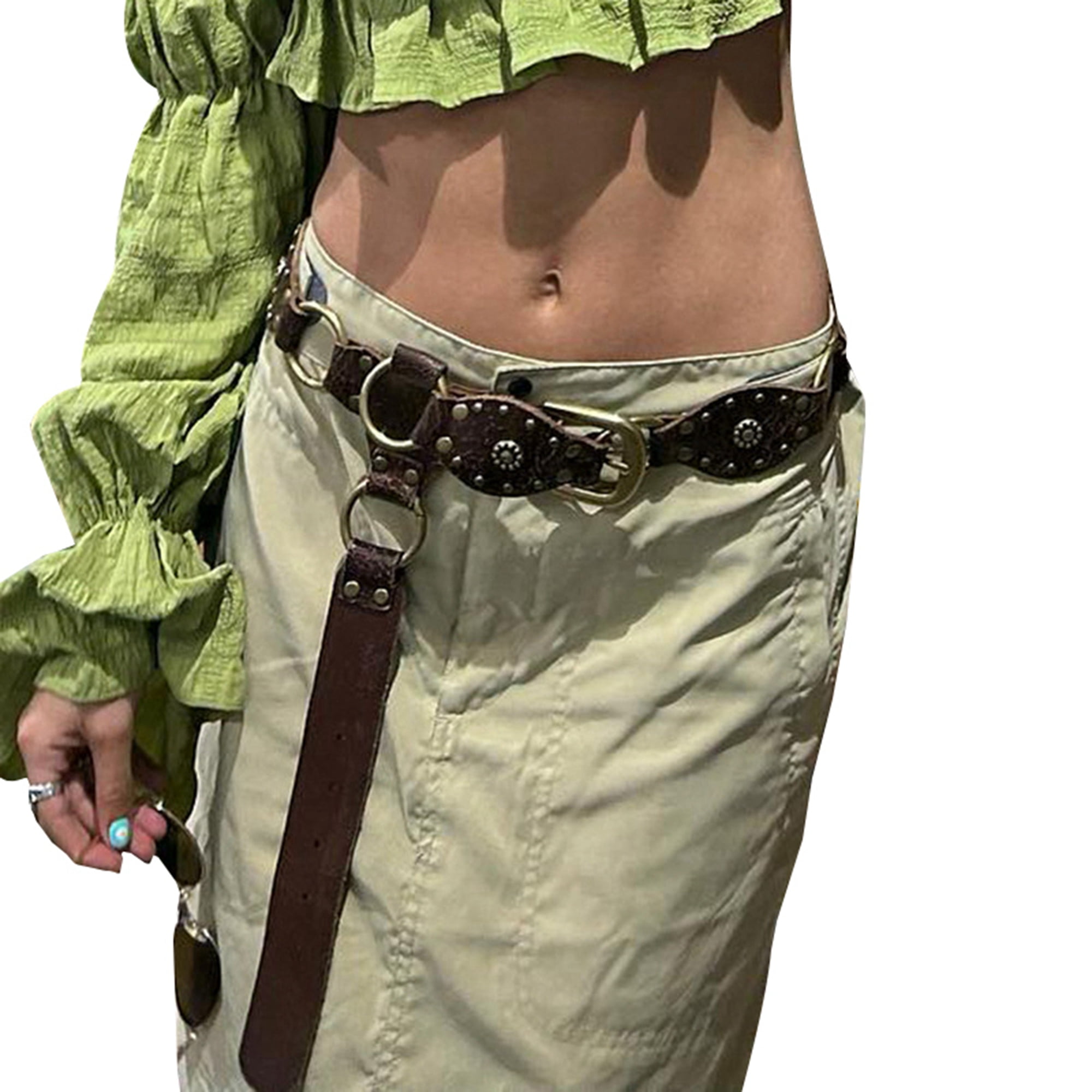 Women Vintage Personality Disc Belt Hollow-Out Leather  display picture 1