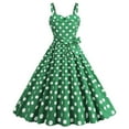 thumbnail image 1 of Women Vintage Polka Dot 1950S Rockabilly Halter Audrey Dress Retro Floral Evening Cocktail Swing Dress Green XL, 1 of 4