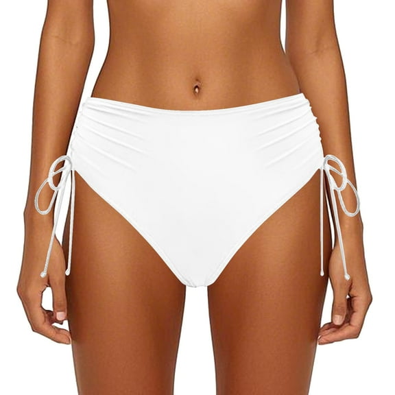 Women Vintage Print Low Waist Brazilian Bikini Bottom Swimwear Briefs Beachwear Brazilian Bikini Bottom Side Tie Thong Bathing Swimbottom