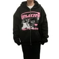 thumbnail image 1 of Women Vintage Print Zip Front Sweatshirt Oversized Long Sleeve Hoodies Jacket Y2k Hooded Top Streetwear, 1 of 9