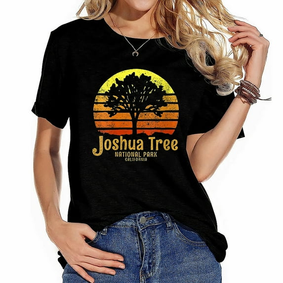 Women Vintage Retro Joshua Tree National Park Suns Casual Women's Short Sleeve Tee with Stylish Print
