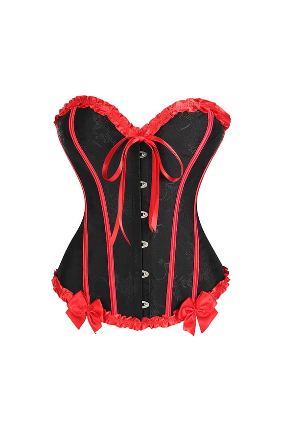 Women Vintage Retro Lace Up Back Bustier Waist Cincher Overbust Corset Top Strapless Party Renaissance clothing