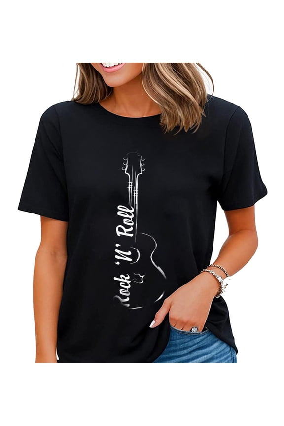 Women Vintage Rock Band Tshirts Retro Graphic Country Music Short Sleeve Tops Black Large