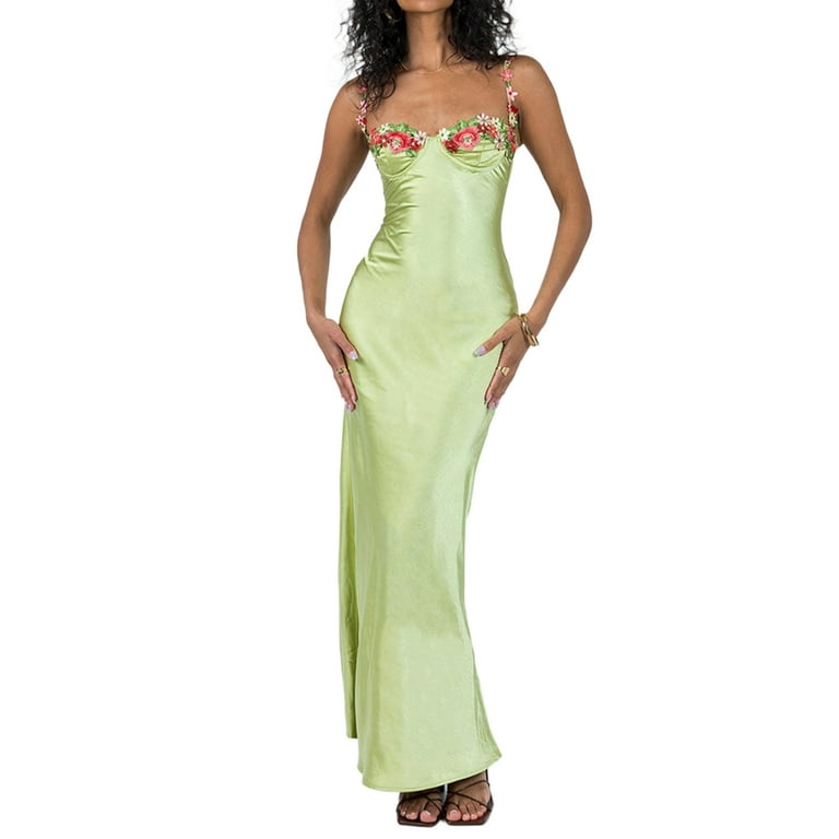 Slim Spaghetti Straps Embroidery Bodycon Dress Slim Spaghetti Straps Embroidery Bodycon Dress