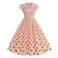 thumbnail image 1 of Idoravan Button Up Front Casual Summer Dresses for Women Women Vintage Style Stand Up Collar Short Sleeved Breasted Polka Print Large Dress, 1 of 5