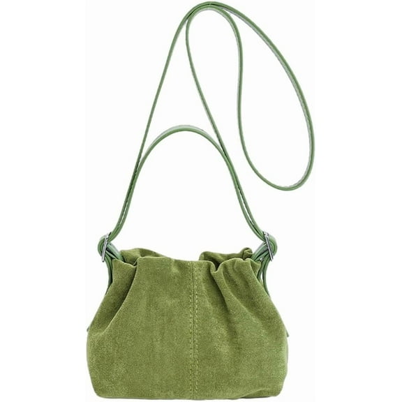 Women Vintage Suede Handbags Tote Handbag Drawstring Bucket Bag Slouchy Crossbody Shoulder Bag Satchel Everyday Purse