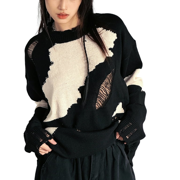 Ripped black jumper hotsell