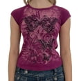 thumbnail image 1 of Women Vintage T-Shirt Casual Short Sleeve Round Neck Graphic Print Blouse Tee E-Girl Fairy Grunge Streetwear, 1 of 5