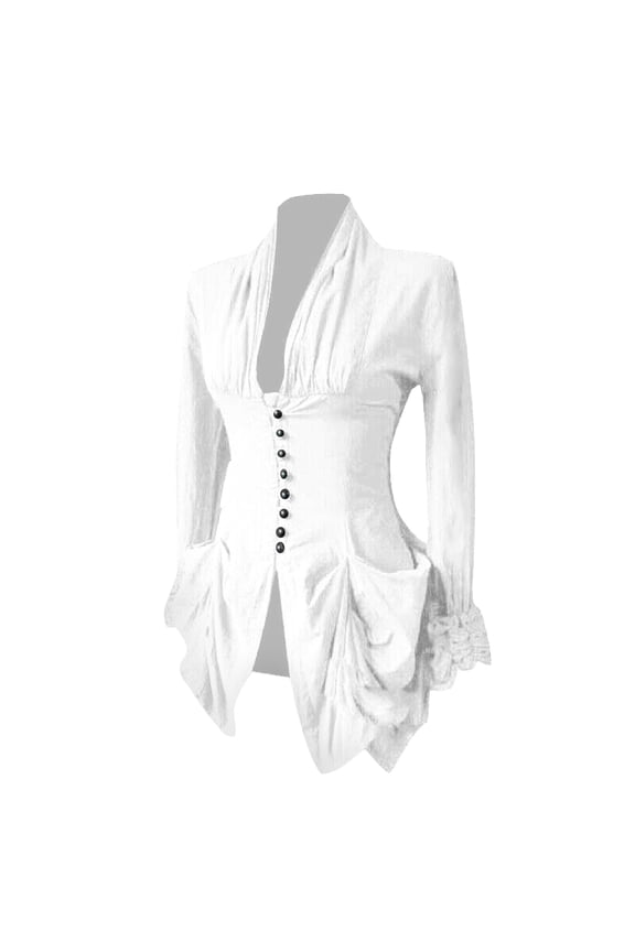Women Vintage Tailcoat Jacket Steampunk Jacket Women Tailcoat Medieval Vintage Gothic Tailcoat Womens Casual Work High Low Blazer Jacket White L