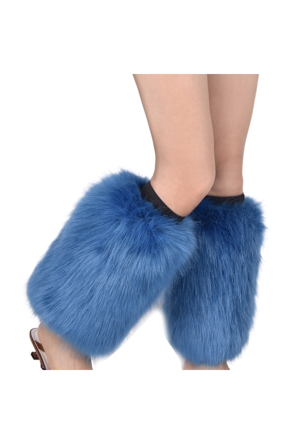 Women Vintage Vibrant Neon Leg Warmers Winter Warm Fuzzy Faux Fur Boots Cuffs Sleeves Calf Length Socks Streetwear