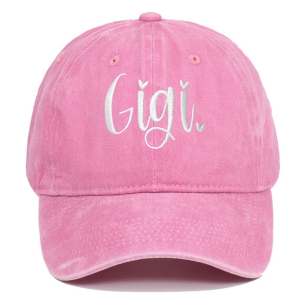 Women Vintage Washed Twill Baseball Cap JIANLAI with Gigi Heart Embroidery Adjustable Low Profile Curved Brim Dad Hat Gift for Grandma Daily Outdoor Travel Casual Wear